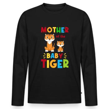 Mère Naissance Maternité Fête des Mères Maman - T-shirt manches longues Premium bio Homme - noir - Devant - Nico (187cm)