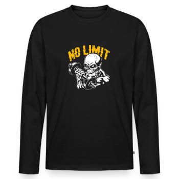 Crâne de musculation No Limit Workout avec haltère - T-shirt manches longues Premium bio Homme - noir - Devant - Nico (187cm)