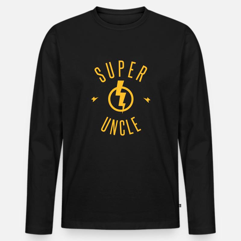 SUPER UNCLE - Männer Premium Bio Langarmshirt - Schwarz