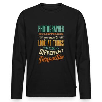 Quota de photographe photographe - T-shirt manches longues Premium bio Homme - noir - Devant - Nico (187cm)