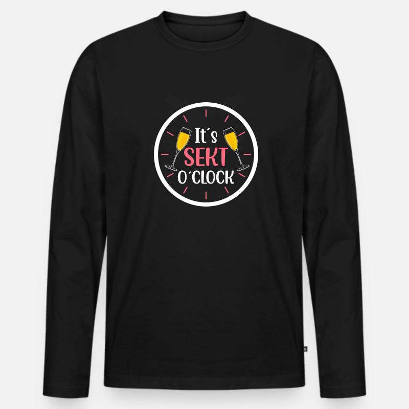 It s Sekt o clock - Männer Premium Bio Langarmshirt - Schwarz