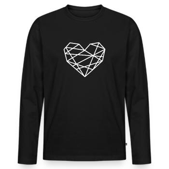 Heart - Polygon heart ♡ - Men's Premium Organic Long Sleeve Shirt - black - Front - Nico (187cm)
