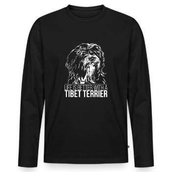 TIBET TERRIER LIFE is better Chien Wilsigns - T-shirt manches longues Premium bio Homme - noir - Devant - Nico (187cm)