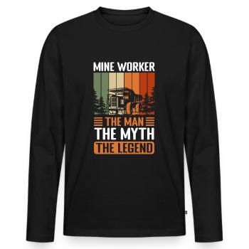 Bergmann Männer Minenarbeiter Helm - Männer Premium Bio Langarmshirt - Schwarz - Vorne - Nico (187cm)