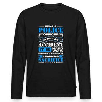 Uniforme de sirène de police - T-shirt manches longues Premium bio Homme - noir - Devant - Nico (187cm)