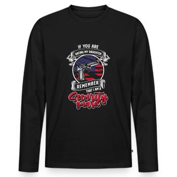 Videur d’agent de sécurité - T-shirt manches longues Premium bio Homme - noir - Devant - Nico (187cm)