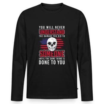 Fate Yoga Sarcasm Reaction - Men's Premium Organic Long Sleeve Shirt - black - Front - Nico (187cm)