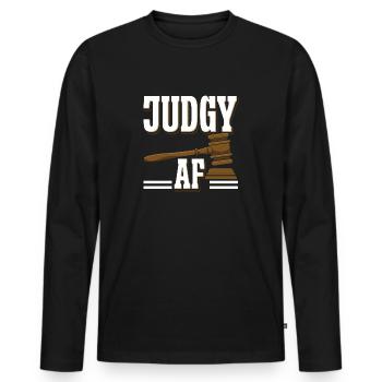 Judgy AF - Männer Premium Bio Langarmshirt - Schwarz - Vorne - Nico (187cm)