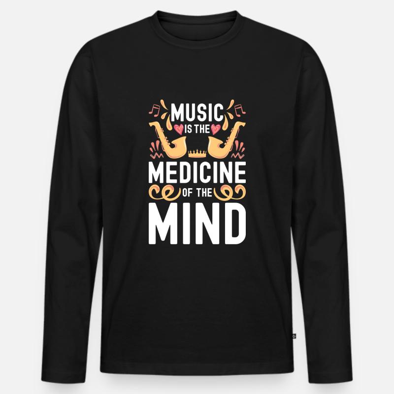 Musik Techno Lieder - Männer Premium Bio Langarmshirt - Schwarz