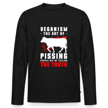Vegan Vegetarier Gesund Fleischlos - Männer Premium Bio Langarmshirt - Schwarz - Vorne - Nico (187cm)