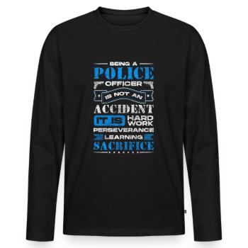Police, application de la loi, menottes au crime - T-shirt manches longues Premium bio Homme - noir - Devant - Nico (187cm)