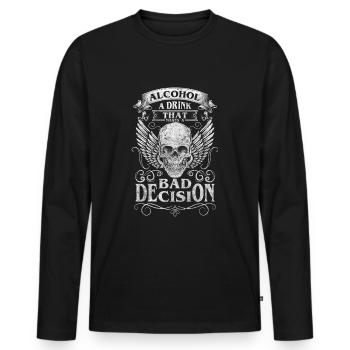 Consommation d’alcool sans alcool - T-shirt manches longues Premium bio Homme - noir - Devant - Nico (187cm)