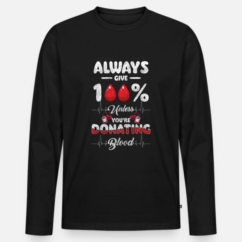 Blutspende Helfen Retter Danke - Männer Premium Bio Langarmshirt - Schwarz