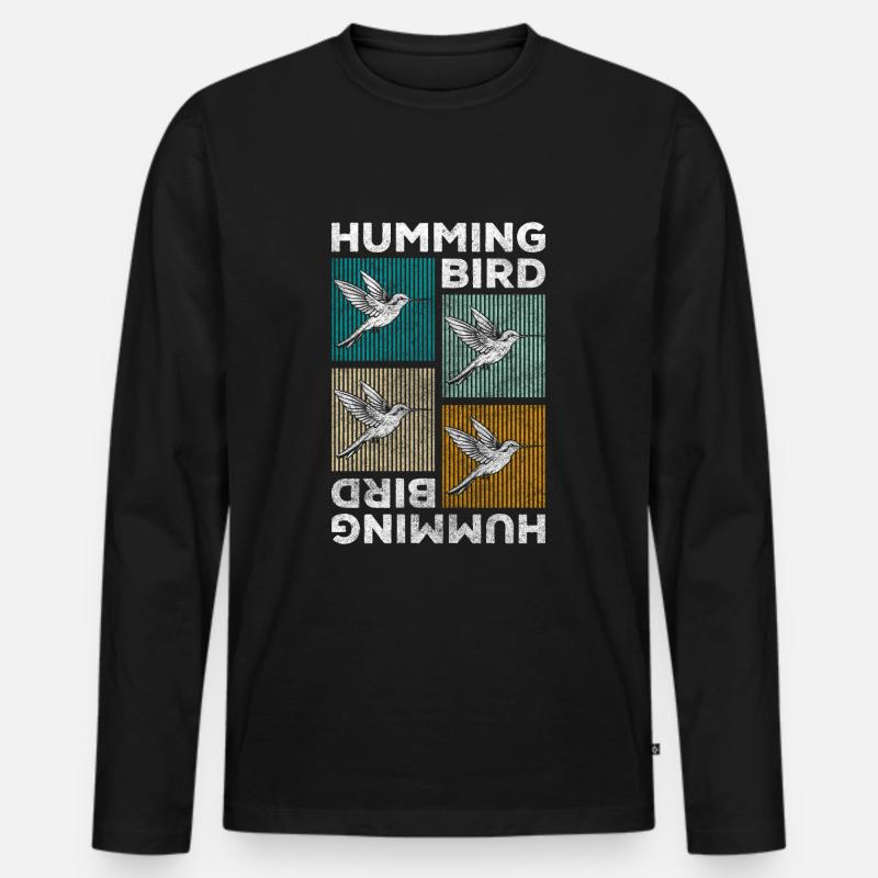 Kolibris Süß Zeichen - Männer Premium Bio Langarmshirt - Schwarz