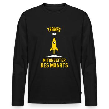 Trainer Mitarbeiter des Monats Fitnessstudio - Männer Premium Bio Langarmshirt - Schwarz - Vorne - Nico (187cm)