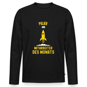 Polier Mitarbeiter des Monats Poliere Bau Kollegen - Männer Premium Bio Langarmshirt - Schwarz - Vorne - Nico (187cm)
