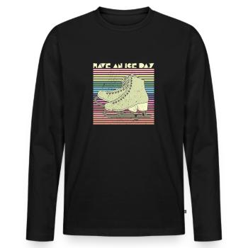 Schlittschuh Eiskunstlauf Eisbahn Winter Sport - Männer Premium Bio Langarmshirt - Schwarz - Vorne - Nico (187cm)