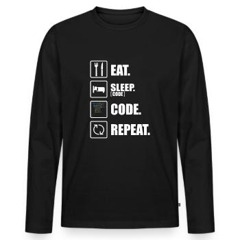 Informaticien drôle programmeur coder - T-shirt manches longues Premium bio Homme - noir - Devant - Nico (187cm)