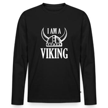 Ich bin ein Wikinger - Männer Premium Bio Langarmshirt - Schwarz - Vorne - Nico (187cm)