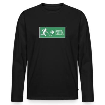 Funny field hockey indoor hockey player - Men's Premium Organic Long Sleeve Shirt - black - Front - Nico (187cm)