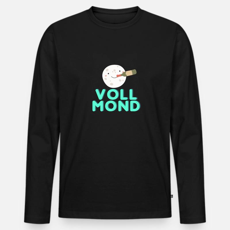 Vollmond, voller Mond - Männer Premium Bio Langarmshirt - Schwarz