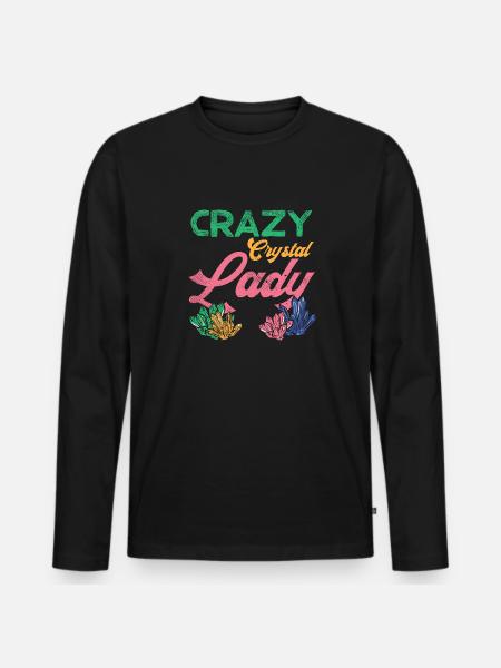 Verrückte Kristall-Dame - Männer Premium Bio Langarmshirt - Schwarz