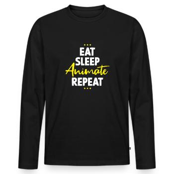 Eat Sleep Animate Repeat - Männer Premium Bio Langarmshirt - Schwarz - Vorne - Nico (187cm)
