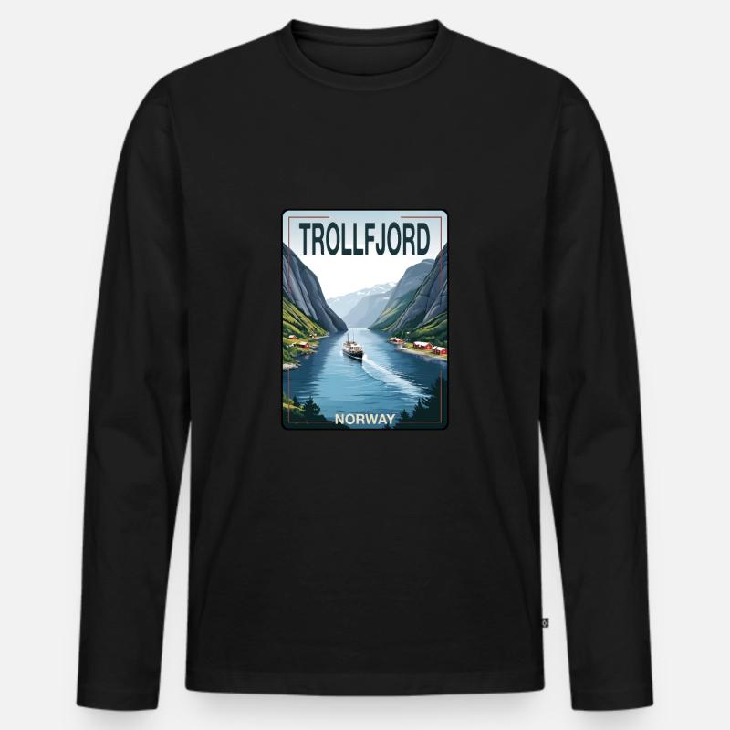 Trollfjord - Männer Premium Bio Langarmshirt - Schwarz