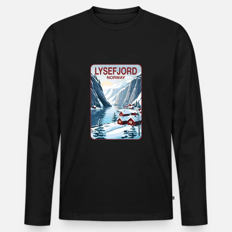 LyseFjord - Männer Premium Bio Langarmshirt - Schwarz