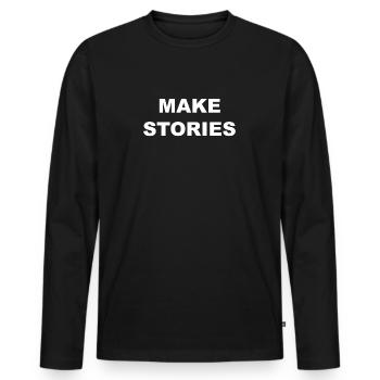 Make Stories Apparel - White - Men's Premium Organic Long Sleeve Shirt - black - Front - Nico (187cm)
