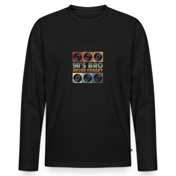 Back to the 90's vinyl record - Men's Premium Organic Long Sleeve Shirt - black - Front - Nico (187cm)
