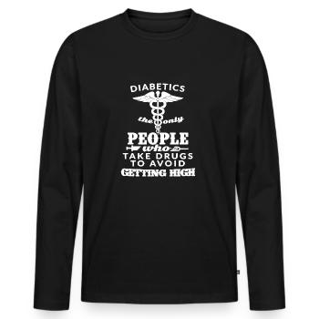 Diabétiques - T-shirt manches longues Premium bio Homme - noir - Devant - Nico (187cm)