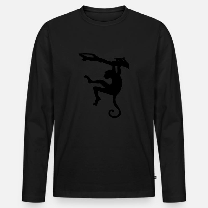 Kletternder Affe Silhouette - Männer Premium Bio Langarmshirt - Schwarz
