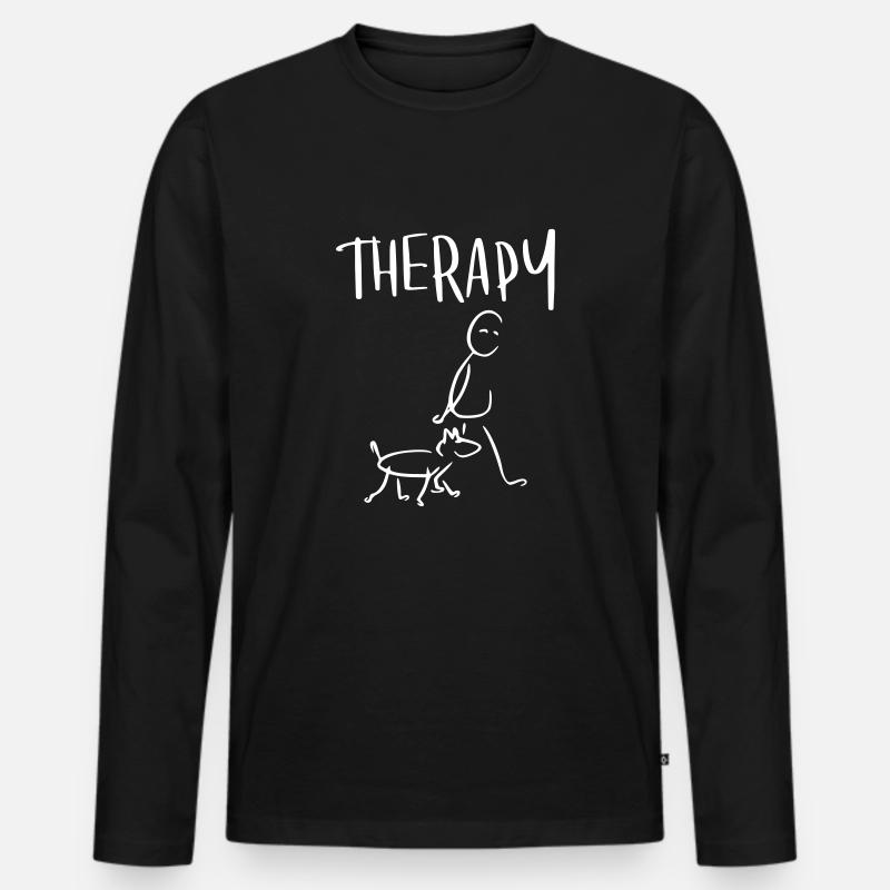 Gassi gehen Therapy - Männer Premium Bio Langarmshirt - Schwarz