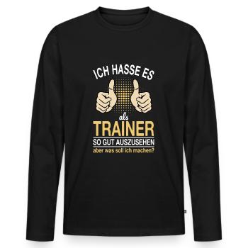 Trainer Spruch - Männer Premium Bio Langarmshirt - Schwarz - Vorne - Nico (187cm)