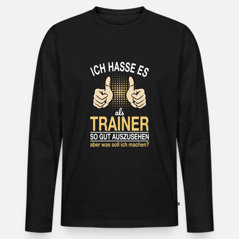 Trainer Spruch - Männer Premium Bio Langarmshirt - Schwarz