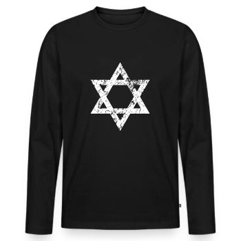 Star of David - Jewish Design - Men's Premium Organic Long Sleeve Shirt - black - Front - Nico (187cm)