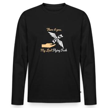 Dernière baise volante - T-shirt manches longues Premium bio Homme - noir - Devant - Nico (187cm)