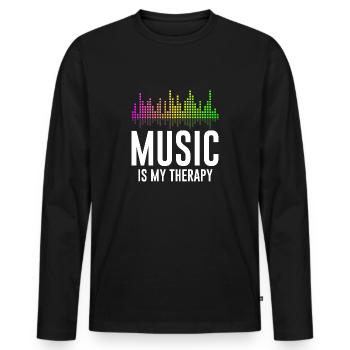 Music Is My Therapy - Men's Premium Organic Long Sleeve Shirt - black - Front - Nico (187cm)