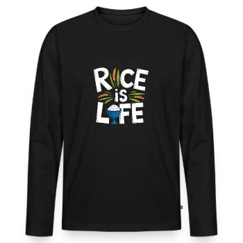 Rice is life funny Reis Design - Men's Premium Organic Long Sleeve Shirt - black - Front - Nico (187cm)