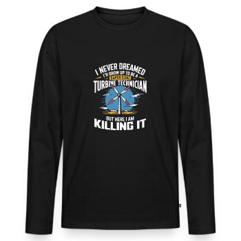 Wind turbine mechanics - Men's Premium Organic Long Sleeve Shirt - black - Front - Nico (187cm)