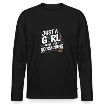 Juste une fille qui aime le géocaching - T-shirt manches longues Premium bio Homme - noir - Devant - Nico (187cm)