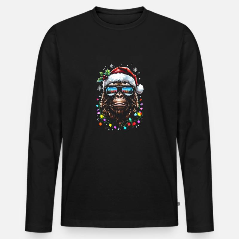 Sasquatch Santa - Männer Premium Bio Langarmshirt - Schwarz