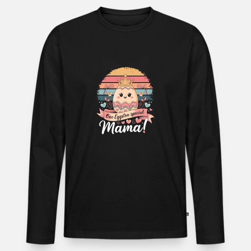 Eggstra mama Ostern - Männer Premium Bio Langarmshirt - Schwarz
