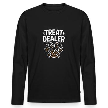Treat Dealer Hunde Design - Männer Premium Bio Langarmshirt - Schwarz - Vorne - Nico (187cm)