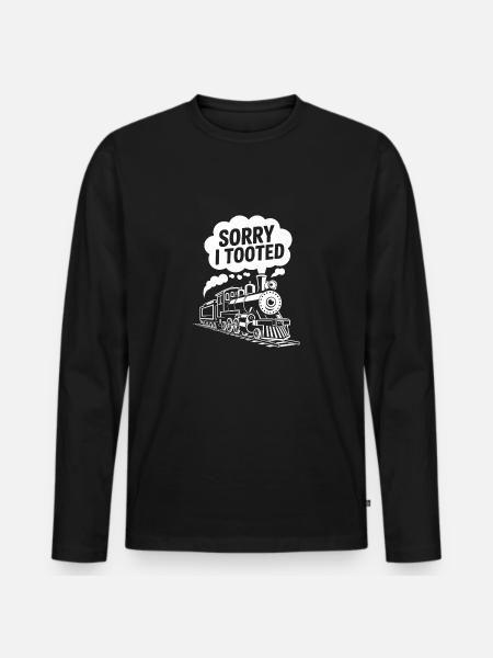 Funny Train Motif - Men's Premium Organic Long Sleeve Shirt - black