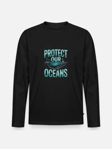 Protect Our Oceans - Men's Premium Organic Long Sleeve Shirt - black