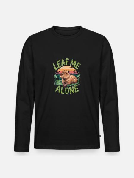 Capybara Leaf me alone - Men's Premium Organic Long Sleeve Shirt - black