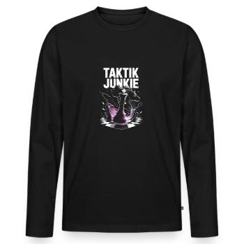 Tactics Junkie Chess Design - Men's Premium Organic Long Sleeve Shirt - black - Front - Nico (187cm)