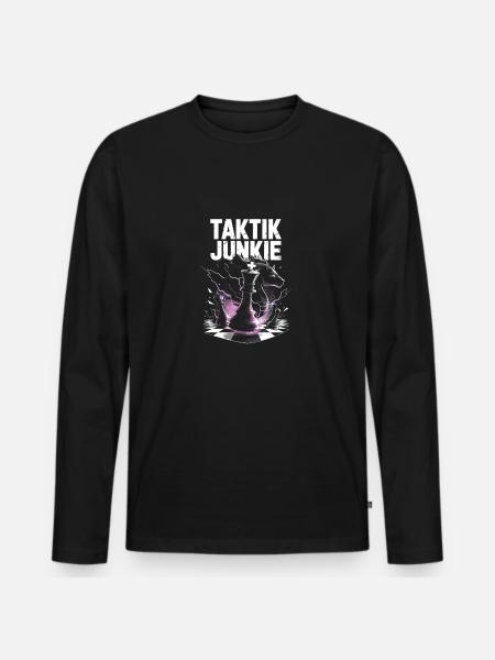 Tactics Junkie Conception d’échecs - T-shirt manches longues Premium bio Homme - noir